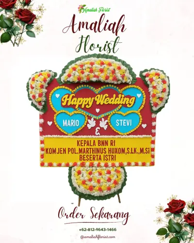 Karangan Papan Bunga Pernikahan di Luminda